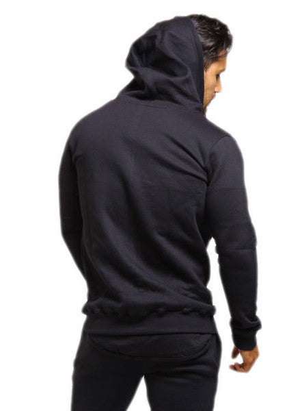 Black Zipped Hooded Tracksuit Top