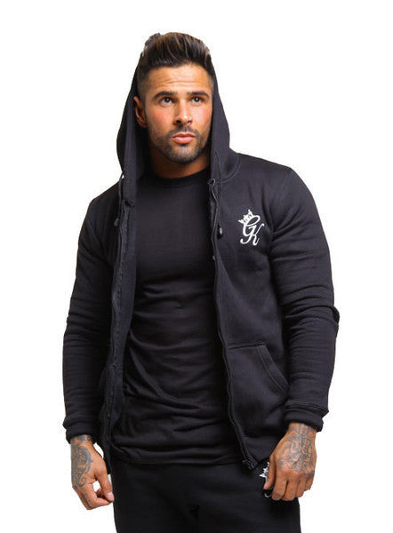 Black Zipped Hooded Tracksuit Top