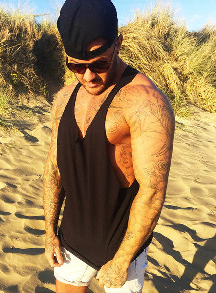 Black Cotton Racerback Vest