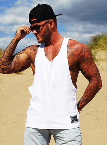 White Cotton Racerback Vest