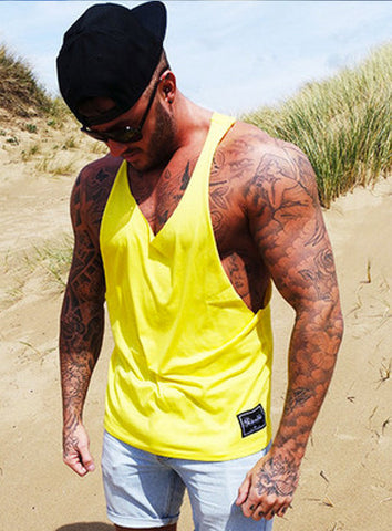 Yellow Cotton Racerback Vest