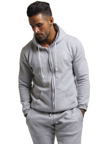 Grey Zipped Hooded Tracksuit Top