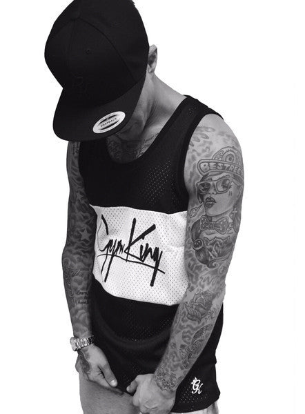 Black White Panel Mesh Vest