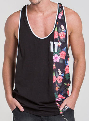 Black Vertical Tropical Racer Vest