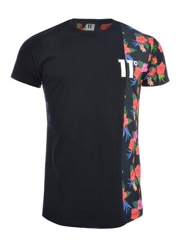 Black Vertical Cut & Sew T-Shirt Tropical