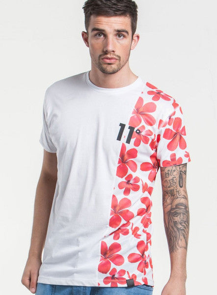 White Vertical Lotus Cut & Sew Tee