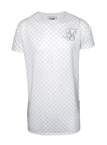 White Check Mate Elongated Zip T-Shirt