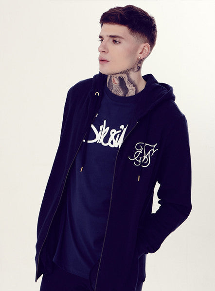 Navy Pique Hoodie Top