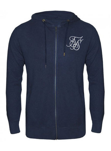 Navy Pique Hoodie Top