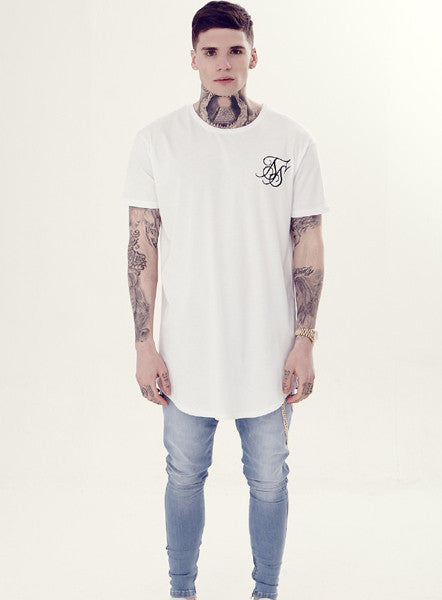 White Rose Curved Hem T-shirt