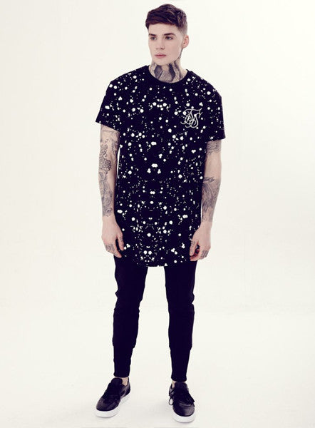 Black Splat Curved Hem Tee