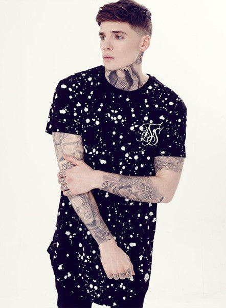 Black Splat Curved Hem Tee