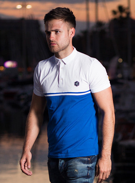 White/Blue Jersey Polo