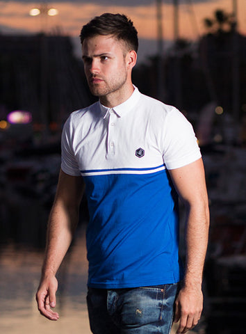 White/Blue Jersey Polo