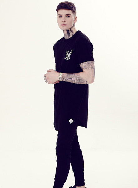 Black Curved Hem T-shirt