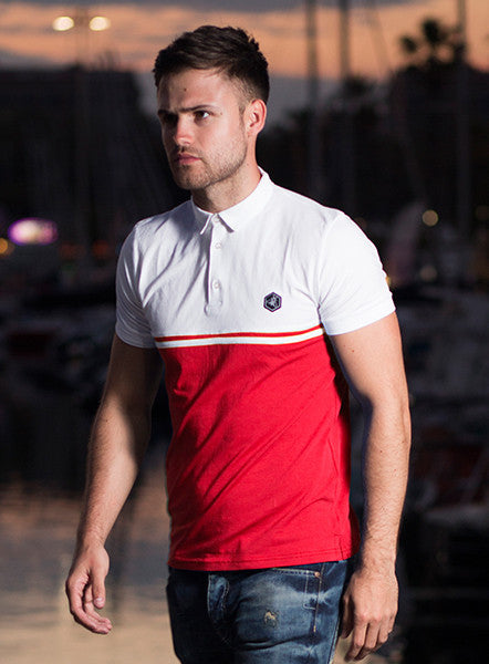 White/Red Jersey Polo